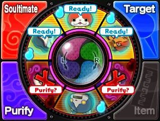 The battle layout for YO-KAI WATCH on the touch screen.